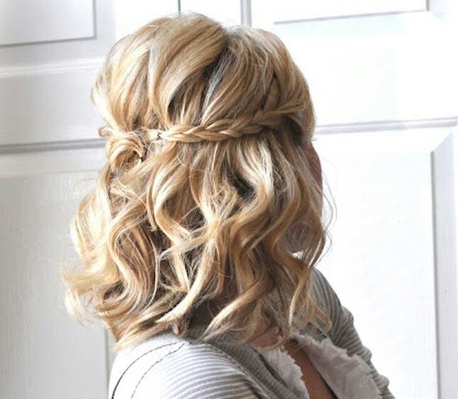Image of Blunt waterfall braid blonde hair